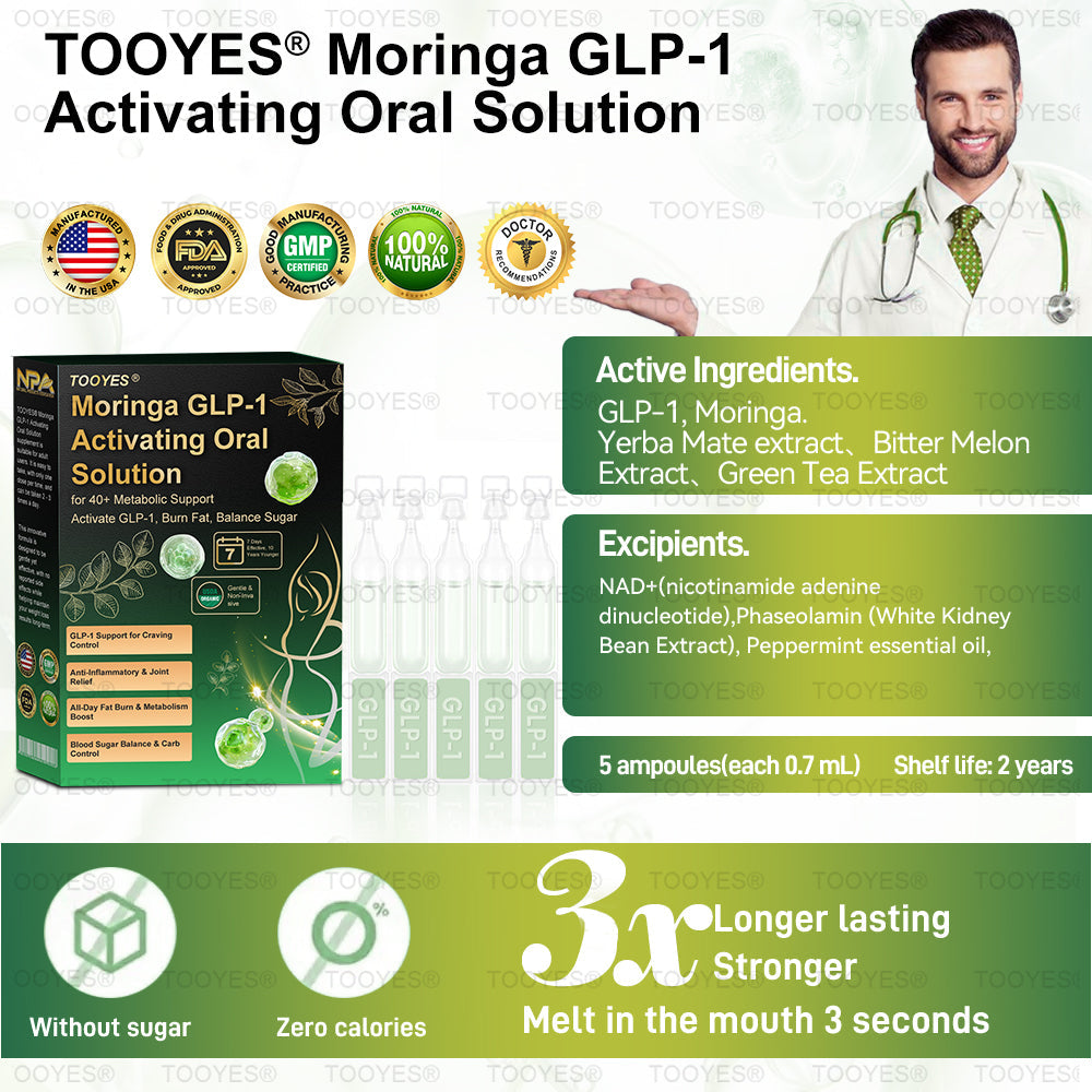 Official Store | TOOYES® Meglutide GLP-1 Activating Oral Solution-Moringa • NAD+ •Yerba Mate-Natural Support for Slimming Anti-Aging & Sugar Metabolism